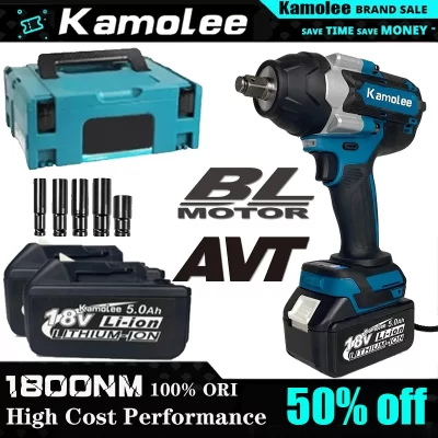 Chave de impacto elétrica sem escova 1800 do torque alto 6.0ah 6000mah de kamolee 1/2 n.m na bateria do lítio-íon para a bateria de makita 18v