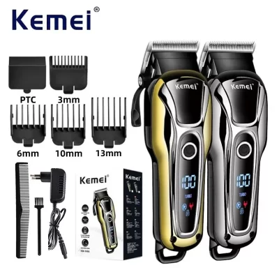 Kemei-Clipper de cabelo profissional masculino com display LED, Hair Clipper, Electric Clipper, KM-1990