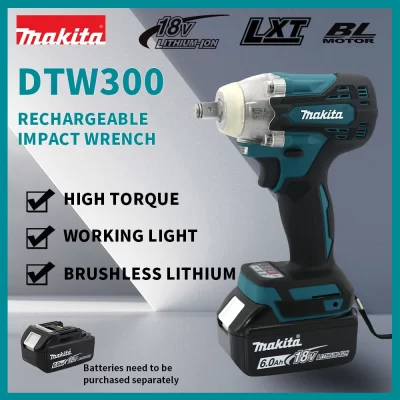Makita dtw300 chave elétrica ferramenta de impacto 18v bateria lítio alto torque chave de fenda elétrica multifuncional ferramentas elétricas