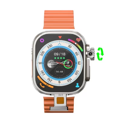 DW99 Ultra Smart Watch 4G Cartão SIM 2.06'' Tela AMOLED GPS WIFI 190 ° Chamada de vídeo com câmera rotativa Google Play Android Smartwatch