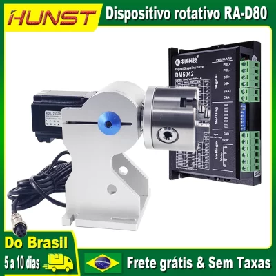 Dispositivo rotativo Hunst de diâmetro máximo 80mm, dispositivo rotativo com três mandril + driver DM5042 para máquina de marcação a laser UV CO2 e fibra