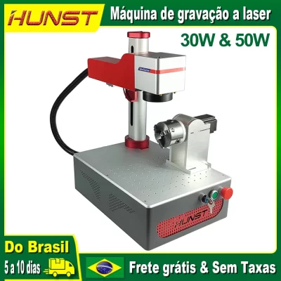 Hunst pequena máquina de marcação a laser max 30w portátil dobrável mini gravador de fibra para diy marcação presente metal jóias gravura