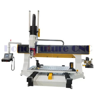 Máquina de escultura em madeira CNC de 5 eixos, novo centro de usinagem de 5 eixos para modelos de espuma 3D, componentes de motor central PLC Índia