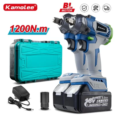 Kamolee 1200N.M Torque Brushless Chave de impacto elétrica 1/2 1/4 em bateria de íon de lítio para Makita 18V Bateria