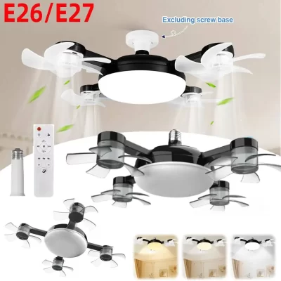 Ventilador drone com escurecimento universal, com luz led, controle remoto, teto silencioso, 3 engrenagens, para sala de jantar, quarto, sala de estar