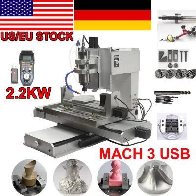 CNC Ball Screw Router para Madeira, Alumínio Copper Metal Milling Machine, 5 Eixos, Mach 3, USB, estoque da UE, HY-6040, Ship US Stock