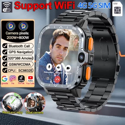 Nova rede 4g relógio inteligente suporte cartão sim google gps nfc hd câmera dupla android smartwatch wifi sem fio rápido acesso de internet
