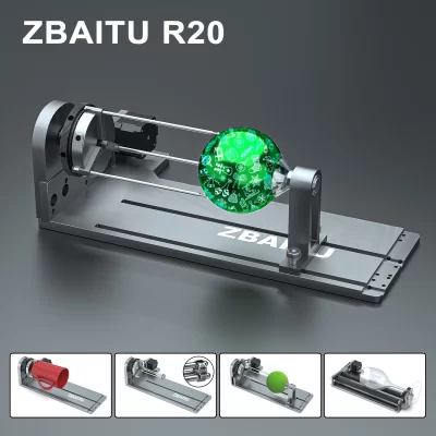 ZBAITU-Gravador a laser de mandril multifuncional, garra de rolo rotativo para anel cilíndrico para a maioria das máquinas a laser, R20, 4 em 1