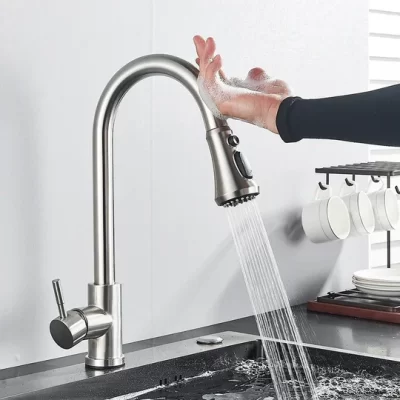Pull out sensor 360 girado automático torneira de poupança água inteligente sensor cozinha sensor automático torneira