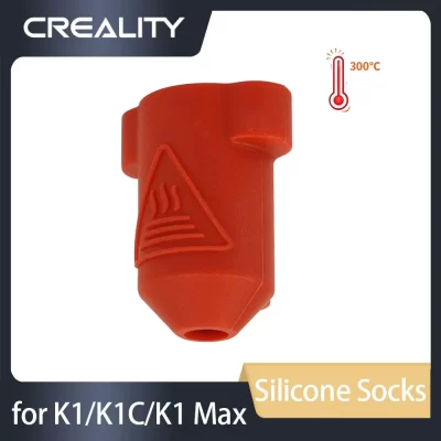 Silicone isolamento térmico Meias Bloco de aquecimento cerâmico Kit Peças de impressora 3D Hotend Cover Creality K1, K1C, K1 Max, Vermelho, 1Pc