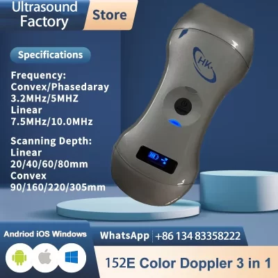 Portátil sem fio ultra-som Sonda Scanner, 3 em 1 cor Doppler, cabeça dupla, WiFi-Scanner, USG, 152E Elementos