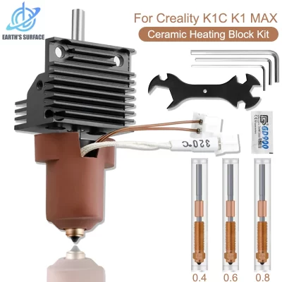 Peças de impressora 3D para Creality K1C K1 Max Hotend Kit Kit de bloco de aquecimento cerâmico de troca rápida 0,4 0,6 0,8 mm bico impressão de alto fluxo