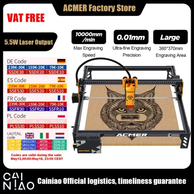 Máquina de gravação a laser acuser p1 s pro, máquina de gravação e corte a laser cnc para gravação de logotipo, madeira pintada, metal, vidro acrílico