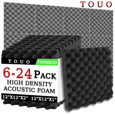 Touo ovo calha espuma acústica 6/12/24 pçs auto-adesivo estúdio cunha telhas à prova de som estofamento parede painéis de espuma à prova de som
