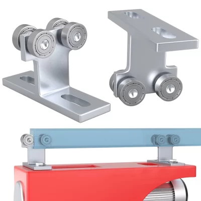 Conjunto de carrinho de 2 peças, talha elétrica, fácil instalação, carrinho de rolo silencioso para uso com unistrut de 1-5/8 "de largura