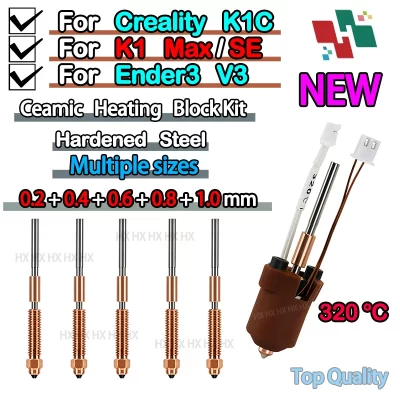 Para creality k1c/k1 max hotend kit de bloco de aquecimento cerâmico peças de impressora 3d kit de bocal de troca rápida resistência de quebra de calor hotend