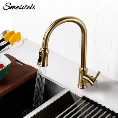Sensor de toque torneira da cozinha controle inteligente toque mixer pull out pulverizador único punho deck montar água quente e fria