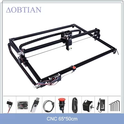 Máquina de gravação cnc 6550 de 2 eixos, área de trabalho 65*50cm 20w, gravador a laser com parada de emergência para corte de madeira mdf