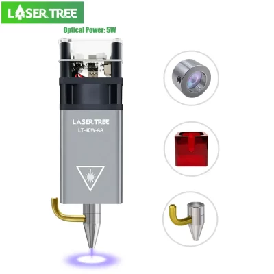 LASER TREE-Optical Power Laser Head, Blue Light TTL, Módulo de Assistência a Ar, Gravura de Corte, Ferramenta DIY, 5W, 450nm