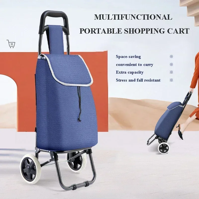 Carrinho de compras dobrável para escalada, com duas rodas, à prova d'água, alta carga, saco de armazenamento, portátil, carrinho de compras doméstico - Image 4