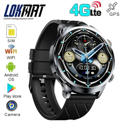 LOKMAT-4G NFC Smart Watch para homens e mulheres, 1.85 "tela redonda, cartão SIM, câmera HD, chamada de vídeo, Google Play, GPS, WiFi, moda, novo