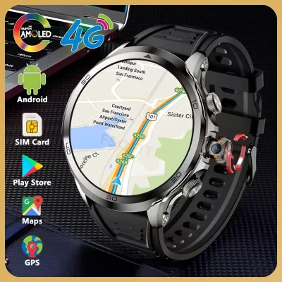 1.95 polegadas amoled relógio inteligente 4g net cartão sim câmera gps wifi chamada android smartwatch google play mapas baixar app desbloqueio facial