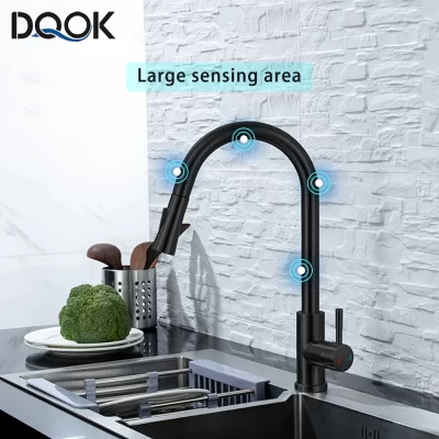 Pull out sensor preto torneira da cozinha sensível ao toque misturador para cozinha sensor de toque torneira misturadora