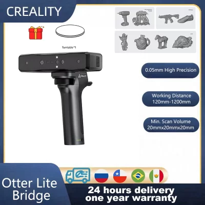 Creality Otter Lite Bridge 3D Scanner USB/C WiFi sem fio 30fps Digitalização colorida portátil Escanagem rápida móvel 0,05 mm para peças de carro