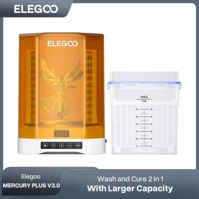 ELEGOO MERCURY PLUS V3.0 Máquina de lavar e cura 2 em 1 com maior capacidade compatível com a maioria das impressoras 3D LCD/DLP/SLA