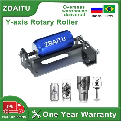 Mesa de eixo rotativo de liga de alumínio ZBAITU R10, adequada para máquina de gravação a laser, usada para objetos de material de cilindro de gravação
