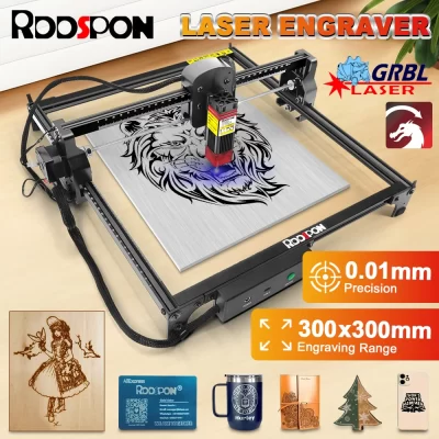 Rdspon gravador a laser 2.5w 7w potência óptica cnc roteador de madeira máquina gravura carpintaria diy cortador portátil impressora 300*300mm