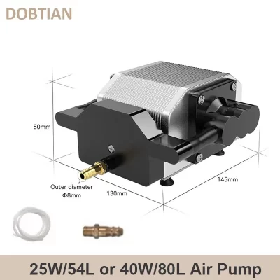 Bomba de assistência de ar a laser 25w 54l/min, compressor de ar elétrico de 25w para máquina de gravação e corte a laser, velocidade ajustável, baixo ruído