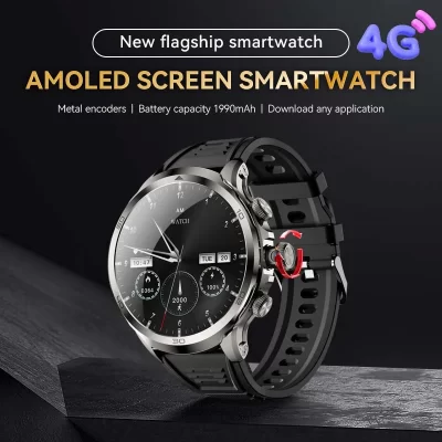 Novo relógio 4g h19 cartão sim 4g rede 1.95 polegadas tela amoled 900w câmera gps wifi smartwartch telefone masculino relógio inteligente app download