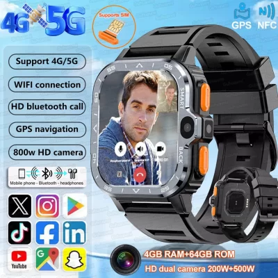 2025 novo wifi 5g cartão sim relógio inteligente navegação gps hd câmera dupla 64/16gb de memória wifi telefone à prova dwaterproof água smartwatch android