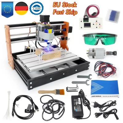 Fresadora roteador cnc 3018 pro 7000w com módulo gravador a laser, interruptores de limite, parada de emergência, máquina para escultura em madeira