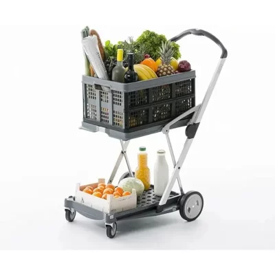 Caminhão de mão móvel dobrável, carrinho de compras portátil multifuncional, carrinho de compras com caixa de armazenamento, capacidade de carga 200 lbs