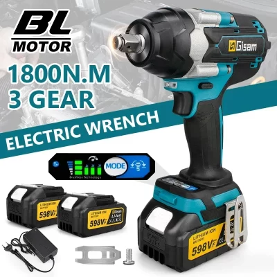 1800n.m torque sem escova chave de impacto elétrica sem fio chave elétrica 1/2 polegada para makita 18v bateria pinos chave de fenda ferramentas