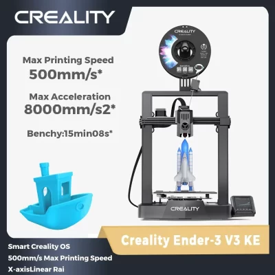 Creality impressora 3D Ender-3 V3 KE 500 mm/s velocidade de impressão rápida Smart Creality OS X-AxisLinear Rail Ventiladores duplos Smart Ul 60W