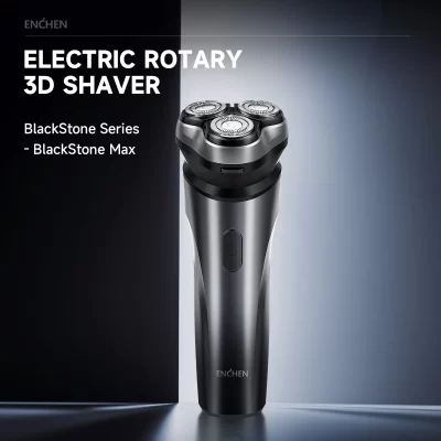 ENCHEN Barbeador Elétrico Aparador de Barba Rotativo 3D Barbeador de Cabelo Profissional Navalha Flutuante À Prova D'Água Trava de Segurança Aparador para Homens - BlackStone Max