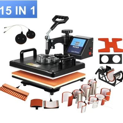 15 em 1 combo muntifuncional sublimação máquina de imprensa térmica tshirt impressora de transferência de calor para caneca/boné/futebol/garrafa/caneta/sapatos