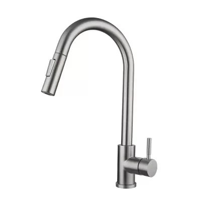 Yxs torneira da cozinha único furo pull out bico pia da cozinha misturadora fluxo pulverizador cabeça cromo/preto misturadora