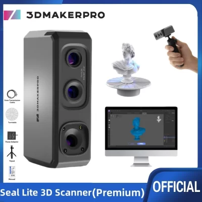 Scanner 3D Handheld Seal Lite para Impressora 3D, Alta Precisão Detalhada, Raio de Digitalização 10FPS, Velocidade Rápida, Kit Premium, 0,02mm