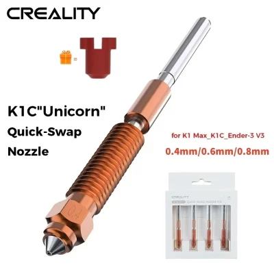 Bicos oficiais Creality K1C, bico de impressora 3D de troca rápida Unicorn de 0,4 mm, 0,6 mm, 0,8 mm para Creality K1C, Ender 3 V3