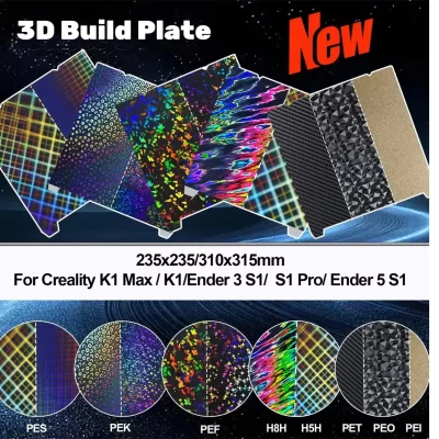 Creality k1 max placa de construção impressora 3d papel térmico creality k1 placa de construção suave h1h peo pet textura pei folha 235x235 310x315mm