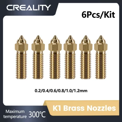 2023 creality k1 bocal de bronze 6 peças/kit m6 0.2/0.4/0.6/0.8/1.0/1.2mm para peças de impressora 3d k1 fdm filamento antiaderente