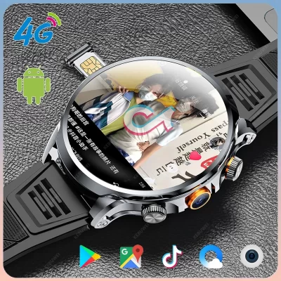 Google play 1.95 polegadas 3d relógio inteligente 4g rede cartão sim download app câmera gps wifi nfc chamada android masculino feminino smartwatch