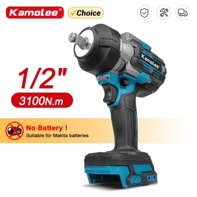 Kamolee 3100nm chave elétrica sem escova 1/2 polegada chave de impacto sem fio ferramenta elétrica portátil para makita 18v bateria