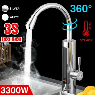 3300w 220v aquecedor de água elétrico instantâneo torneira da cozinha led luz ambiente display temperatura do banheiro aquecimento instantâneo