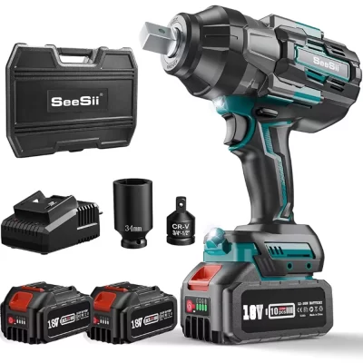 Seesii 1600nm chave de impacto de alto torque 3/4 "sem escova sem fio pistola de impacto chave elétrica com adaptador/1/2'' para makita 18v bateria