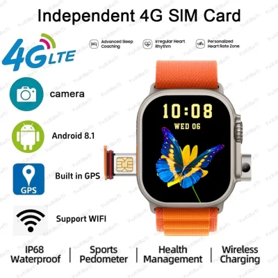 2.45 Polegada 4g relógio inteligente google play gps wifi nfc câmera dupla esporte robusto ip67 android cartão sim rede smartwatch para homem wome